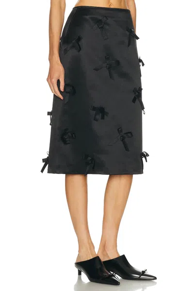 Jil Sander Bow-detail Satin Midi Skirt In Black