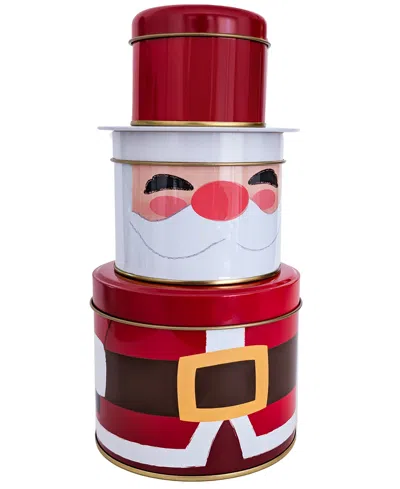 Original Gourmet Holiday Three Tiered Santa Gummy Tin, 8 oz In Red