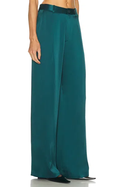 Lapointe Satin Relaxed Pleated Pant In Blue