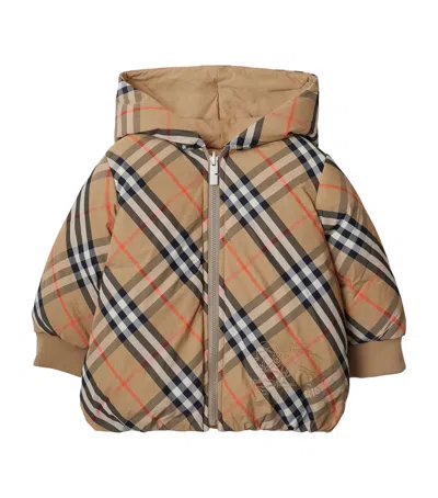 Burberry Sand Ip Check Axel Check-print Shell-down Jacket 12 Months-2 Year In Brown