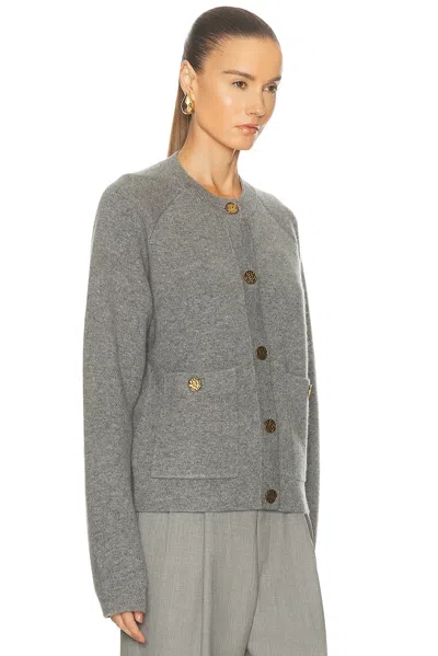 Totême Grey Cashmere Blend Knit Cardigan In Gray
