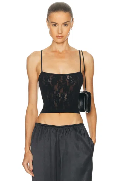 Skims Warp Knit Lace Cropped Cami In Black