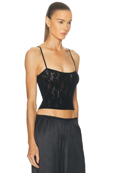 Skims Warp Knit Lace Cropped Cami In Black