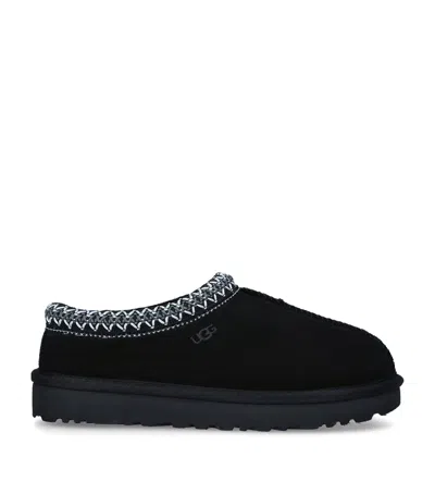 Ugg Suede Slip-on Mules With Decorative Zigzag Stitch Detail In Black