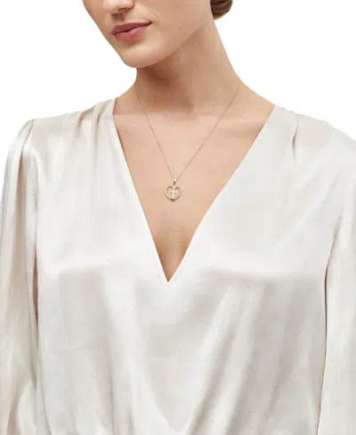 Macy's Back To Back Cross In Heart Pendant Necklace In 10k Yellow And White Gold In Gold