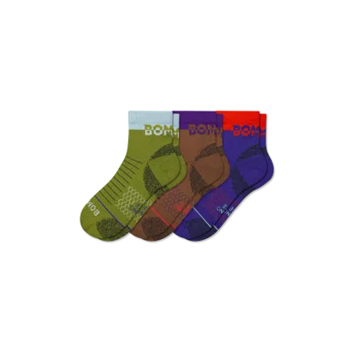 Bombas Merino Wool Blend Hiking Performance Quarter Sock 3-pack In Multi