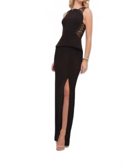 Mignon Long Crepe Dress In Black In Black