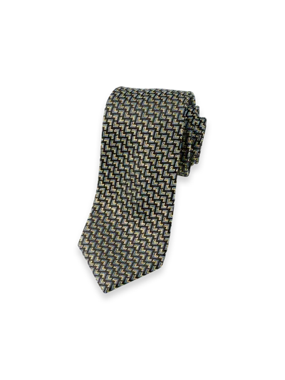 Paul Fredrick Chevron Lurex Woven Silk Tie In Green