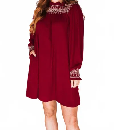 Layerz Clothing Delaney Smocked Mini Dress In Red In Burgundy
