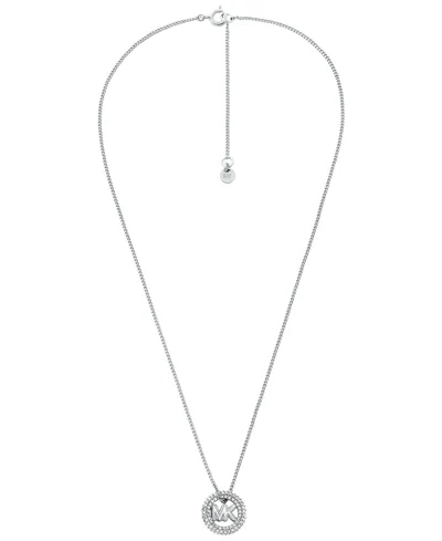 Michael Kors Pave Logo Pendant Necklace In Metallic