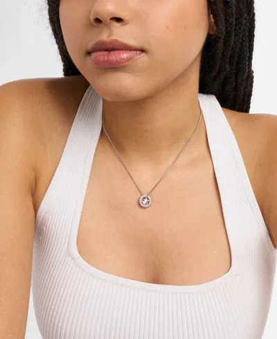 Michael Kors Pave Logo Pendant Necklace In Metallic