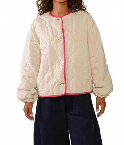Nlt Nubi Boxy Quilted Jacket In Natural/fuchsia In Neutral