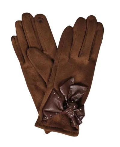 Marcus Adler Suede Glove With Bow In Brown