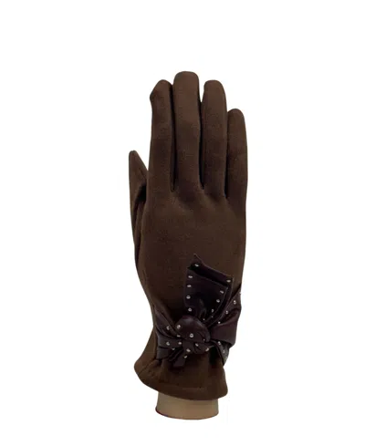 Marcus Adler Suede Glove With Bow In Brown