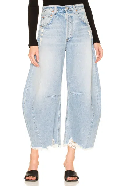 Citizen Of Humanity Horseshoe Distressed High-rise Wide-leg Jeans In Blue