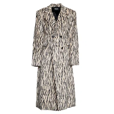Rotate Birger Christensen Rotate Zebra Print Long Coat With Double-breasted Design And Large Lapels In Animal Print