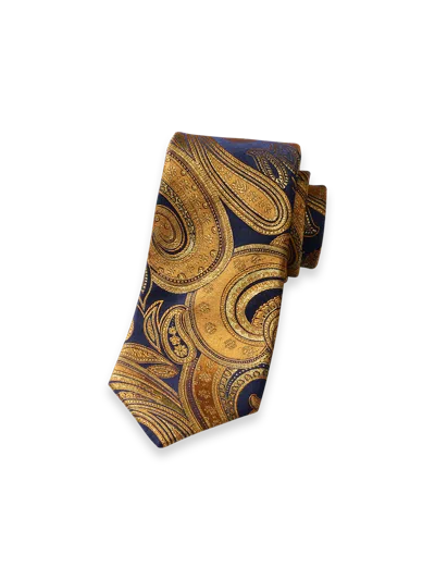 Paul Fredrick Paisley Lurex Woven Silk Tie In Gold