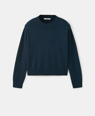 Mango Crewneck Cotton & Wool Blend Sweater In Green