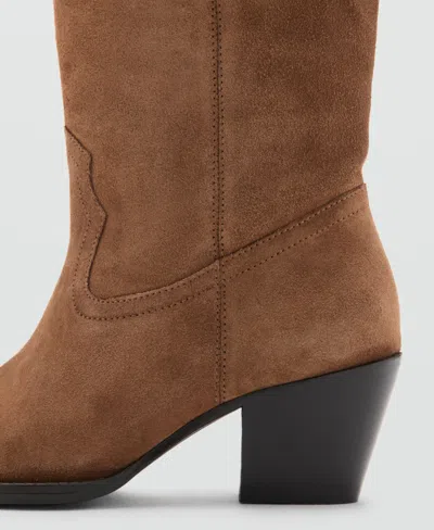 Mango Women's Heel Leather Boots In Brown
