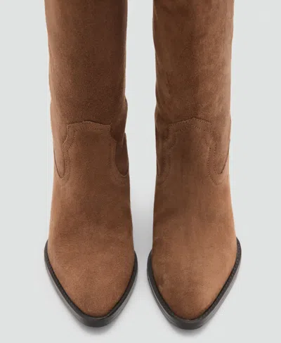 Mango Women's Heel Leather Boots In Brown