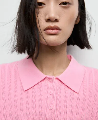 Mango Women's Polo-neck Ribbed Sweater In Pink
