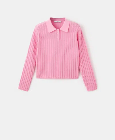 Mango Women's Polo-neck Ribbed Sweater In Pink