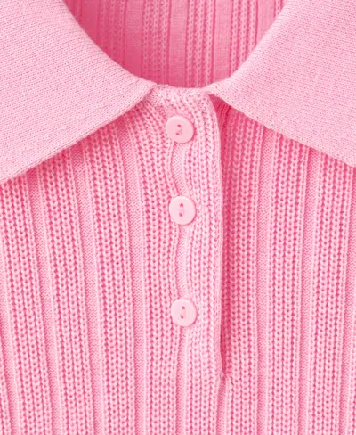 Mango Women's Polo-neck Ribbed Sweater In Pink