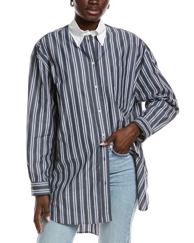 Sandro Mini Shirtdress In Blue