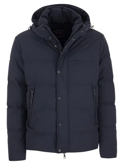 Paul & Shark Quilted Hooded Jacket With Side Zip Pockets In Black