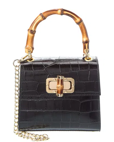 Persaman New York Ellie16 Top Handle Leather Bag In Black