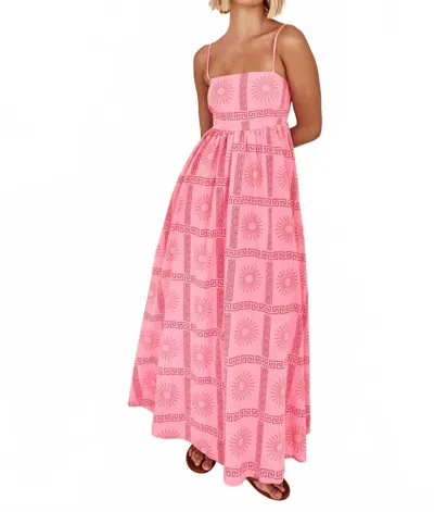 Little Trendy Genesis Floral Printed Maxi Dress In Pink In Pink