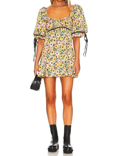 For Love & Lemons Sylvia Mini Dress In Yellow In Multi