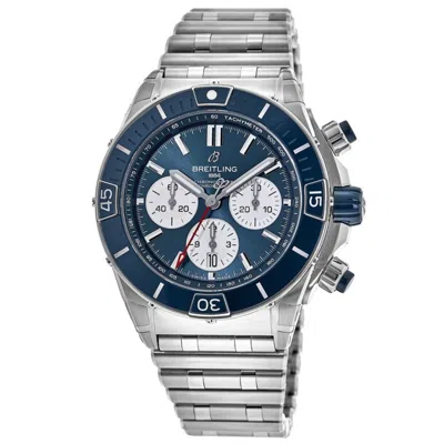 Breitling Super Chronomat B01 44 Chronograph Blue Dial Steel Men's Watch Ab0136161c1a1 In Silver