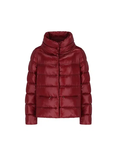 Herno Structured Bordeaux Polyamide Coat In Red