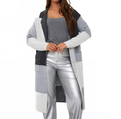 Esqualo Long Knitted Cardigan In Grey In Gray