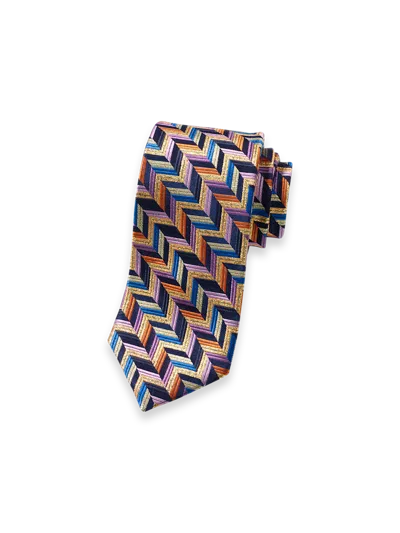 Paul Fredrick Herringbone Lurex Woven Silk Tie In Brown
