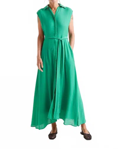 Compañía Fantástica Collared Woven Maxi Dress In Green