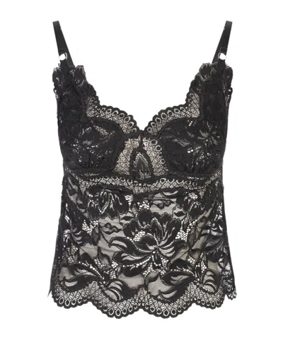 Rabanne Lace Sleeveless Top In Black
