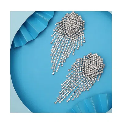 Sohi Women's Silver Bling Cluster Drop Earrings In Metallic