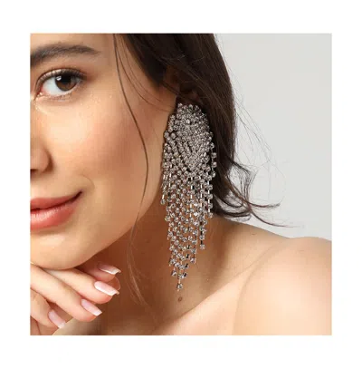 Sohi Women's Silver Bling Cluster Drop Earrings In Metallic