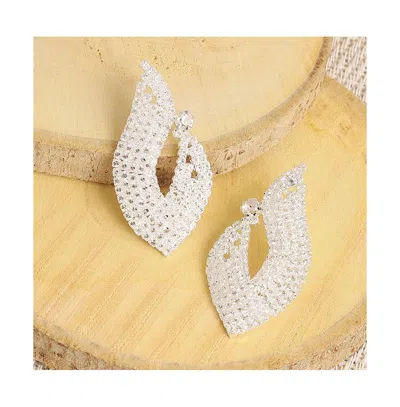 Sohi Women's Silver Bling Rhombus Drop Earrings In Metallic