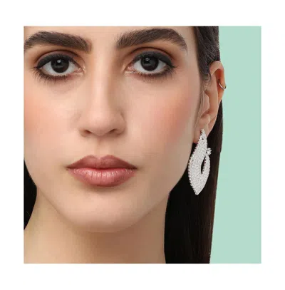 Sohi Women's Silver Bling Rhombus Drop Earrings In Metallic