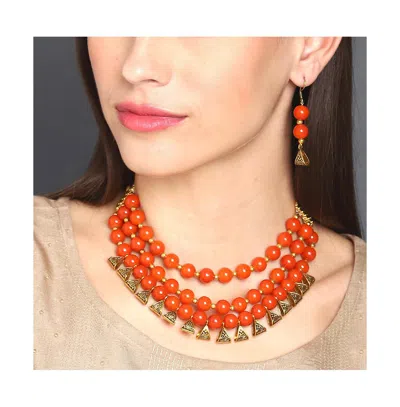 Sohi Women's Gold Plated Designer Stone Jewellery Set In Multi