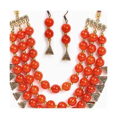 Sohi Women's Gold Plated Designer Stone Jewellery Set In Multi