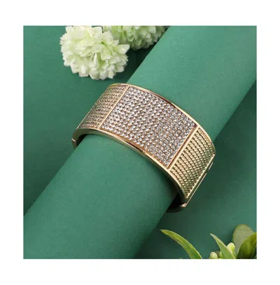 Sohi Embellished Cluster Cuff Bracelet In Gold
