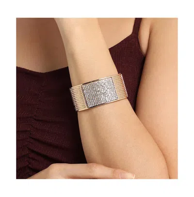Sohi Embellished Cluster Cuff Bracelet In Gold