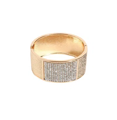 Sohi Embellished Cluster Cuff Bracelet In Gold