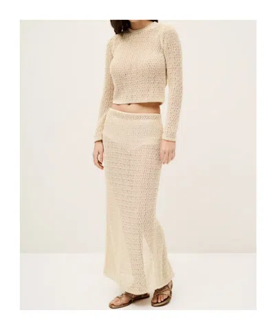 Bash Hollow Textured Skirt In Brown