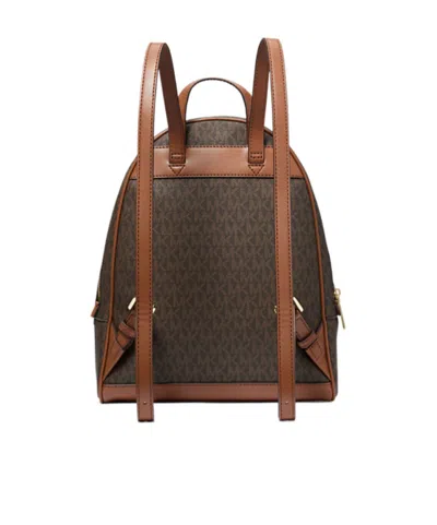 Michael Kors Rhea Medium Signature Logo Backpack In Brown