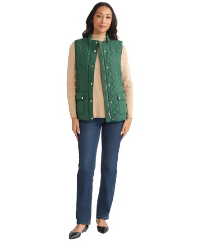 Jones New York Petite Patch Pocket Vest In Green